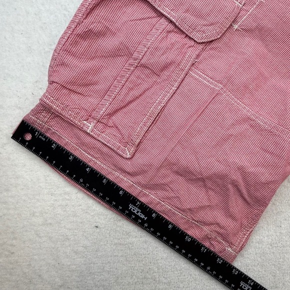 Nautica Co Mens Red Wh Gingham Cargo Shorts Cotton 36 preppy coastal gorpcore - Picture 8 of 10